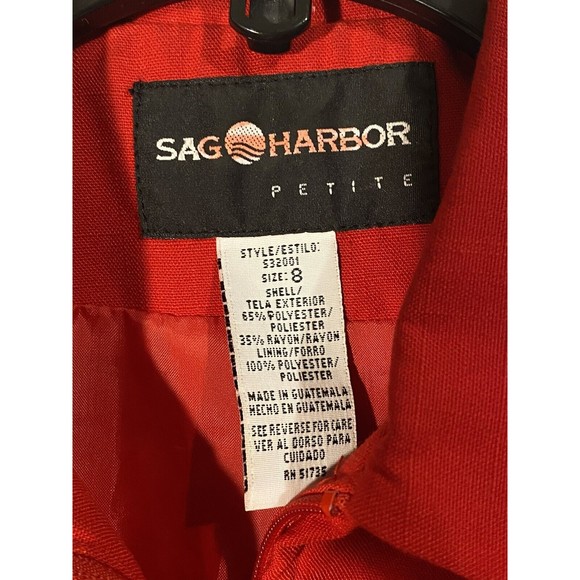 Sag Harbor Midi Skirt Suit Sz 8 Red Full Zip Jacket Lined Vintage - Picture 5 of 9